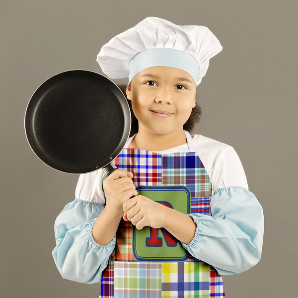 Blue Madras Plaid Print Kid's Aprons - Medium - Lifestyle