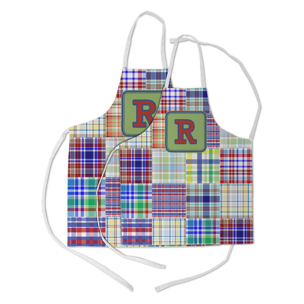 Blue Madras Plaid Print Kid's Aprons - Parent - Main