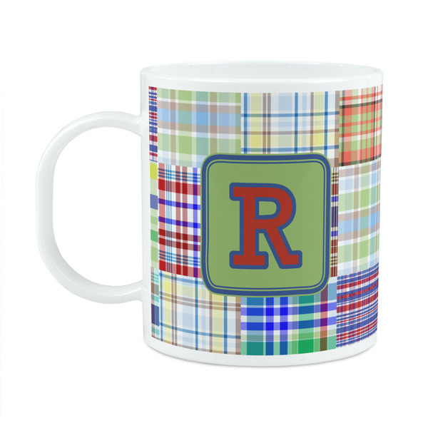 Custom Blue Madras Plaid Print Plastic Kids Mug (Personalized)
