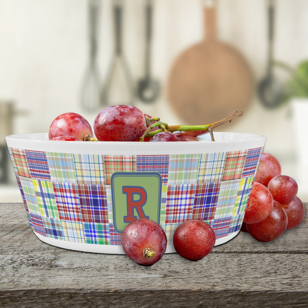 Blue Madras Plaid Print Kids Bowls - LIFESTYLE