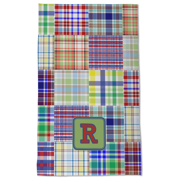 Blue Madras Plaid Print Kitchen Towel - Poly Cotton - Full Front