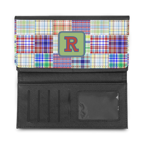 Blue Madras Plaid Print Ladies Wallet - Half Way Open