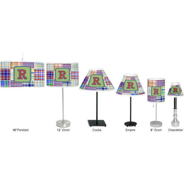 Blue Madras Plaid Print Lamp Full View Size Comparison