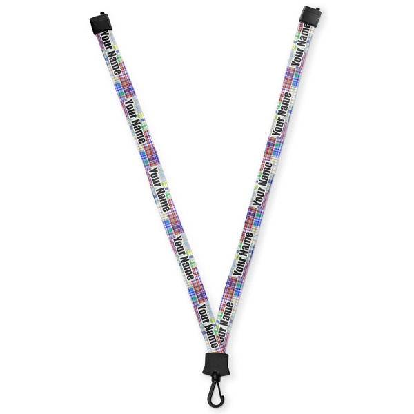 Custom Blue Madras Plaid Print Lanyard (Personalized)