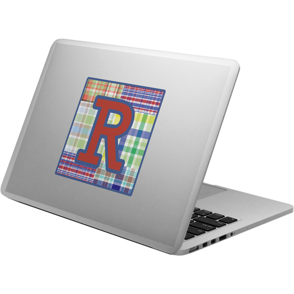 Custom Blue Madras Plaid Print Laptop Decal (Personalized)