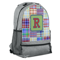 Blue Madras Plaid Print Backpack (Personalized)
