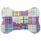 Blue Madras Plaid Print Bone Shaped Dog Food Mat (Large) (Personalized)