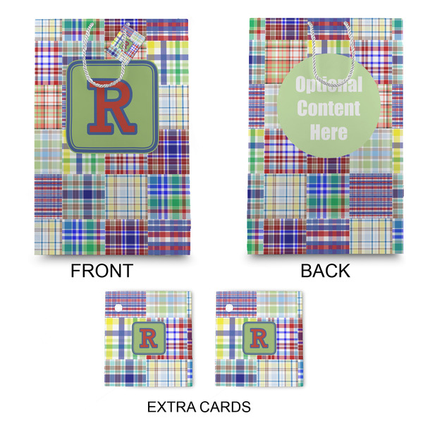 Blue Madras Plaid Print Large Gift Bag - Approval