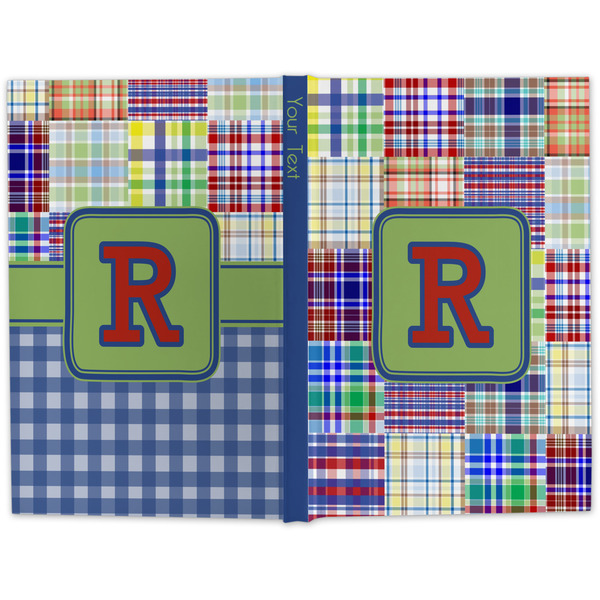 Blue Madras Plaid Print Large Hard Cover Journal - Apvl