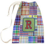 Blue Madras Plaid Print Laundry Bag (Personalized)