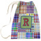 Blue Madras Plaid Print Laundry Bag - Large (Personalized)