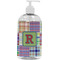 Blue Madras Plaid Print Plastic Soap / Lotion Dispenser (16 oz - Large - White) (Personalized)