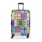 Blue Madras Plaid Print Suitcase - 28" Large - Checked w/ Initial