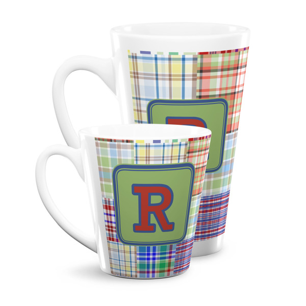 Blue Madras Plaid Print Latte Mugs Main