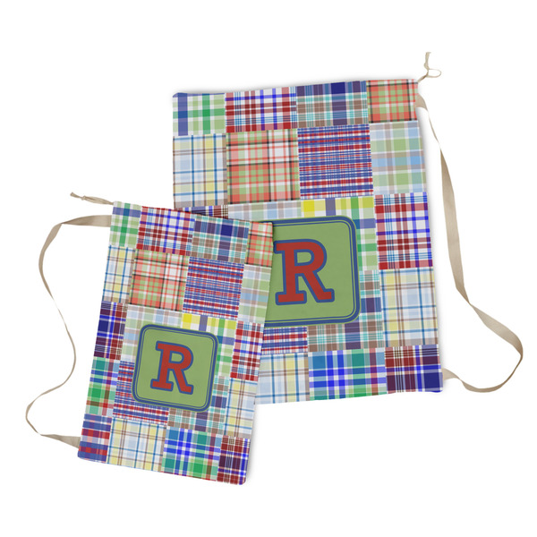 Blue Madras Plaid Print Laundry Bag - Both Bags
