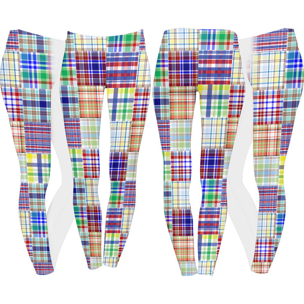 Blue Madras Plaid Print Leggings Turn Around - Apvl