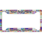 Blue Madras Plaid Print License Plate Frame - Style A (Personalized)