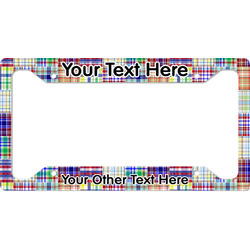 Blue Madras Plaid Print License Plate Frame - Style A (Personalized)