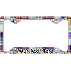 Blue Madras Plaid Print License Plate Frame - Style C (Personalized)