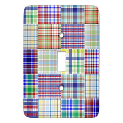 Blue Madras Plaid Print Light Switch Cover (Personalized)