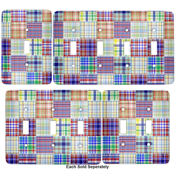 Blue Madras Plaid Print Light Switch Covers all sizes