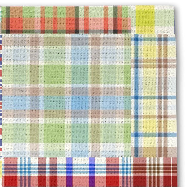 Blue Madras Plaid Print Linen Placemat - DETAIL