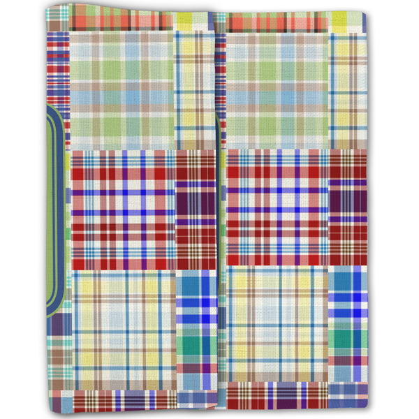 Blue Madras Plaid Print Linen Placemat - Folded Half (double sided)