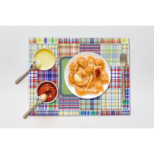 Blue Madras Plaid Print Linen Placemat - Lifestyle (single)