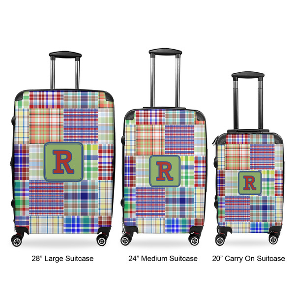 Blue Madras Plaid Print Luggage Bags all sizes - With Handle