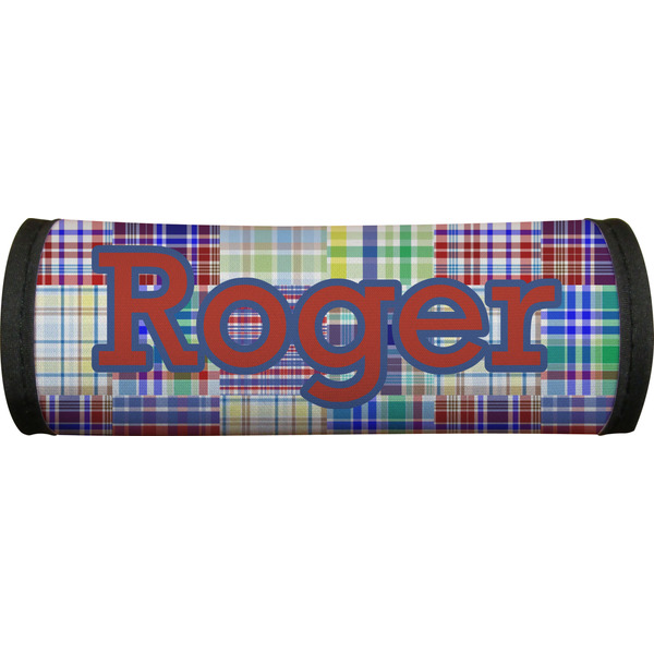 Blue Madras Plaid Print Luggage Handle Wrap