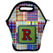 Blue Madras Plaid Print Lunch Bag w/ Initial