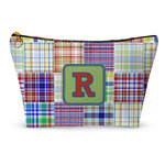 Blue Madras Plaid Print Makeup Bag (Personalized)