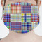 Blue Madras Plaid Print Mask - Pleated (new) Front View on Girl