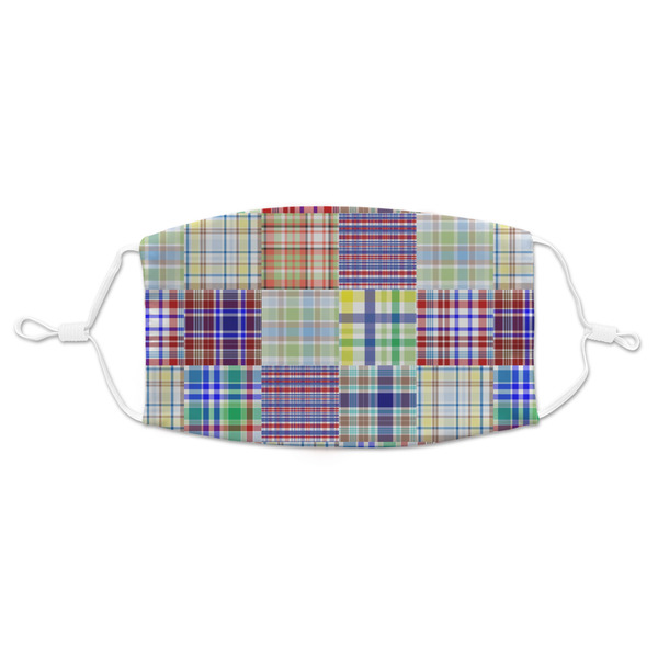 Custom Blue Madras Plaid Print Adult Cloth Face Mask - Standard
