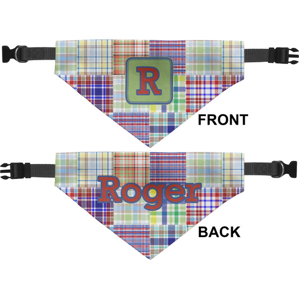 Blue Madras Plaid Print Medium Dog Bandana Approval
