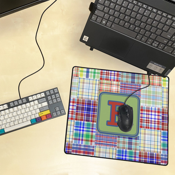 Blue Madras Plaid Print Medium Gaming Mats - LIFESTYLE