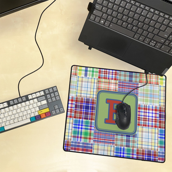 Blue Madras Plaid Print Medium Gaming Mats - LIFESTYLE