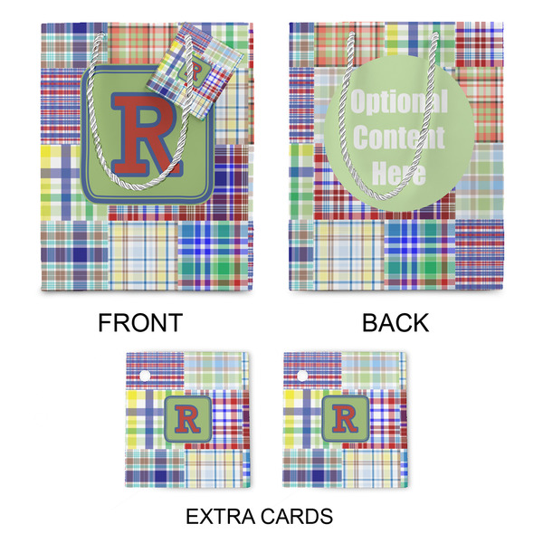 Blue Madras Plaid Print Medium Gift Bag - Approval