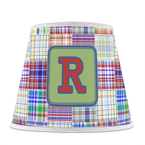 Blue Madras Plaid Print Poly Film Empire Lampshade - Front View