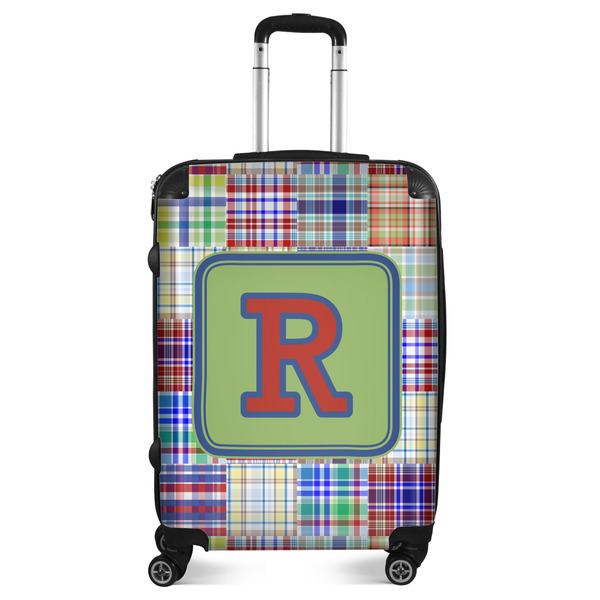 Custom Blue Madras Plaid Print Suitcase - 24" Medium - Checked (Personalized)