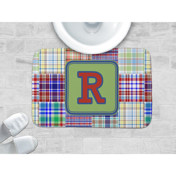 Blue Madras Plaid Print Memory Foam Bath Mat - LIFESTYLE 34x21