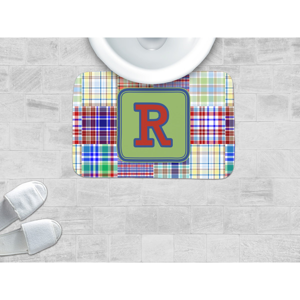 Blue Madras Plaid Print Memory Foam Bath Mat - LIFESTYLE