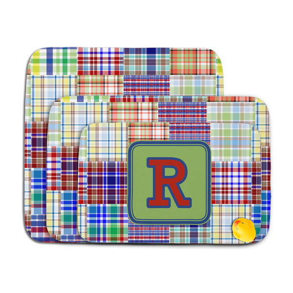 Blue Madras Plaid Print Memory Foam Bath Mat - MAIN PARENT