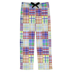 Blue Madras Plaid Print Mens Pajama Pants - 2XL (Personalized)