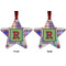 Blue Madras Plaid Print Metal Star Ornament - Front and Back