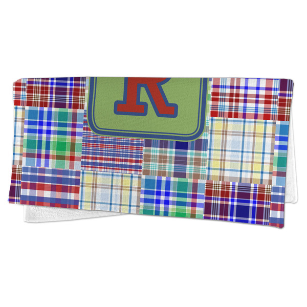 Blue Madras Plaid Print Microfiber Dish Rag - FOLDED (half)