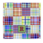 Blue Madras Plaid Print Microfiber Dish Rag (Personalized)