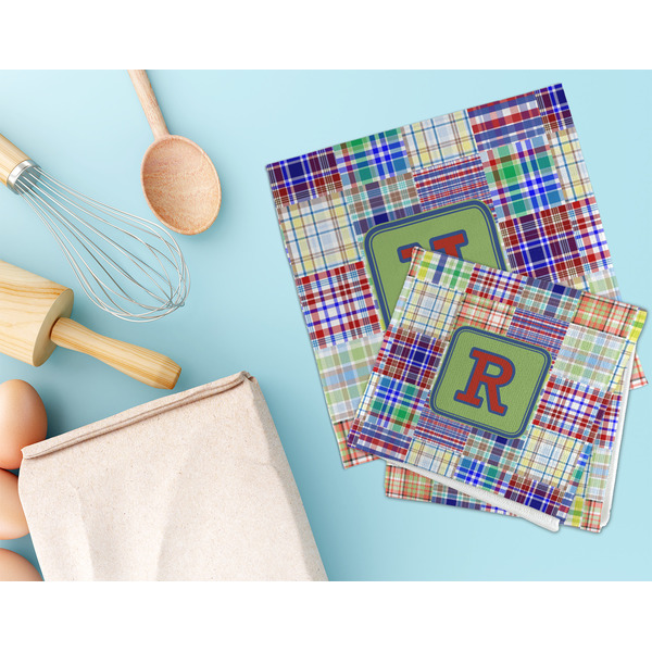 Blue Madras Plaid Print Microfiber Dish Rag - LIFESTYLE