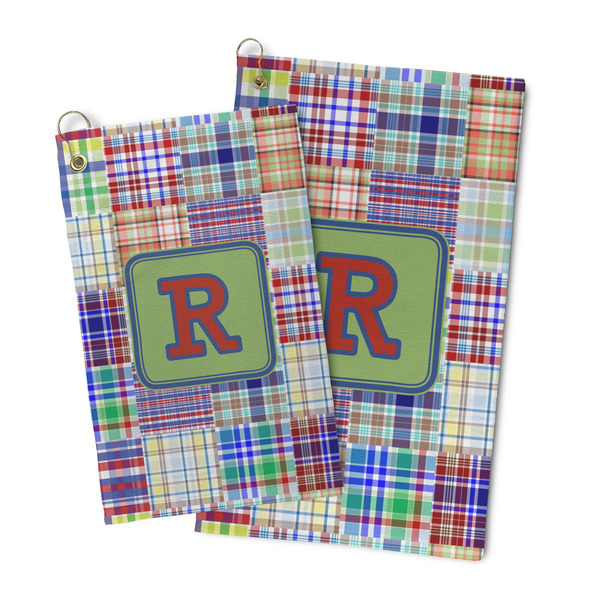 Blue Madras Plaid Print Microfiber Golf Towel - PARENT/MAIN