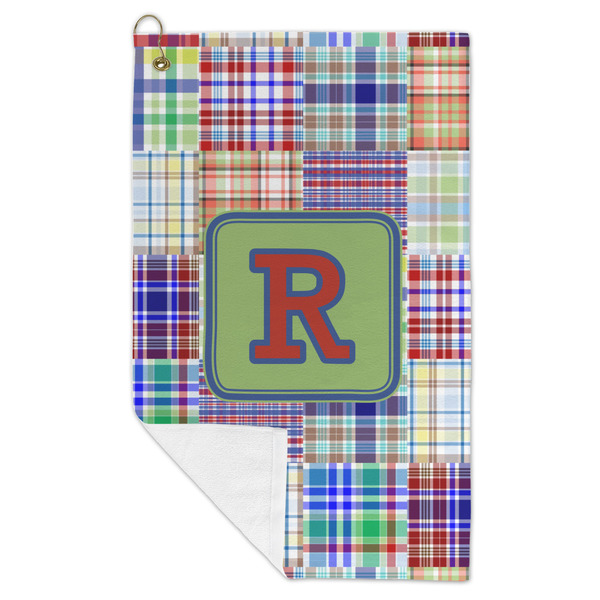 Blue Madras Plaid Print Microfiber Golf Towels - FOLD
